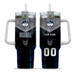 personalized uconn huskies arrow armor blue black curved tumbler best selling.webp