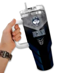 personalized uconn huskies arrow armor blue black curved tumbler best selling.webp