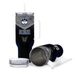 personalized uconn huskies arrow armor blue black curved tumbler best selling.webp