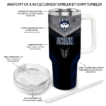 personalized uconn huskies arrow armor blue black curved tumbler best selling.webp