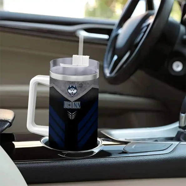 personalized uconn huskies arrow armor blue black curved tumbler trendy.webp