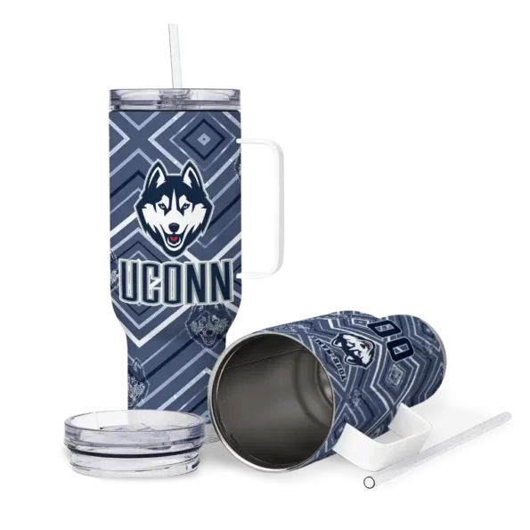 personalized uconn huskies bold diamonds blue curved tumbler high quality.webp