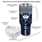 personalized uconn huskies chevron stripe blue curved tumbler best selling.webp