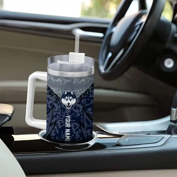 personalized uconn huskies chevron stripe blue curved tumbler trendy.webp