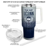 personalized uconn huskies gradient dots blue curved tumbler best selling.webp