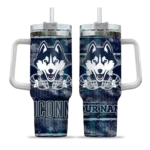 personalized uconn huskies honey streaks blue curved tumbler best selling.webp