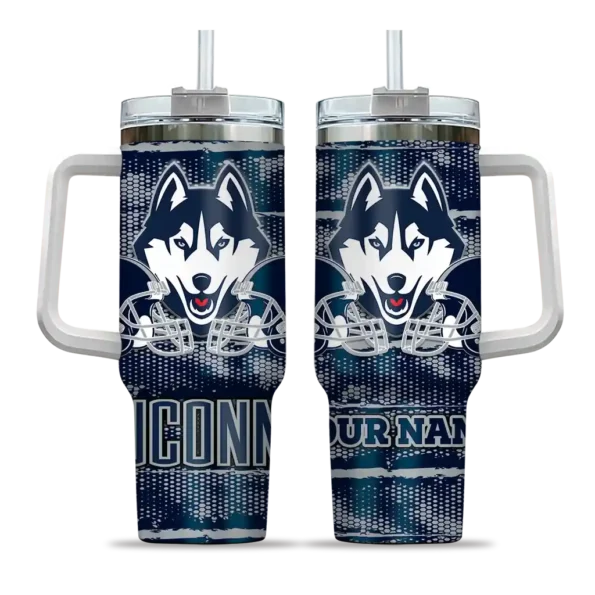 personalized uconn huskies honey streaks blue curved tumbler best selling.webp