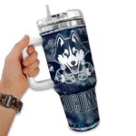 personalized uconn huskies honey streaks blue curved tumbler best selling.webp