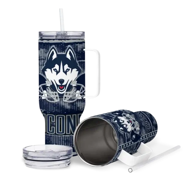 personalized uconn huskies honey streaks blue curved tumbler high quality.webp