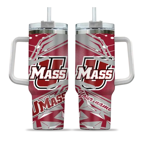 personalized umass minutemen abstract paths red curved tumbler best selling.webp