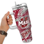 personalized umass minutemen abstract paths red curved tumbler best selling.webp