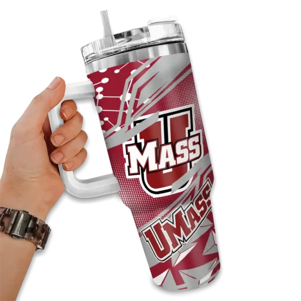 personalized umass minutemen abstract paths red curved tumbler fashion forward.webp
