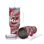 personalized umass minutemen abstract paths red curved tumbler best selling.webp