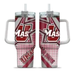 personalized umass minutemen arrow burst red curved tumbler best selling.webp