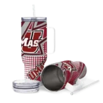 personalized umass minutemen arrow burst red curved tumbler best selling.webp