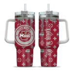 personalized umass minutemen bullseye drips red curved tumbler best selling.webp