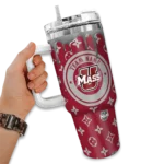 personalized umass minutemen bullseye drips red curved tumbler best selling.webp