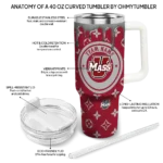 personalized umass minutemen bullseye drips red curved tumbler best selling.webp