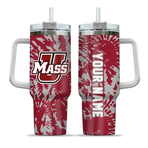 personalized umass minutemen burst swirl red curved tumbler best selling.webp