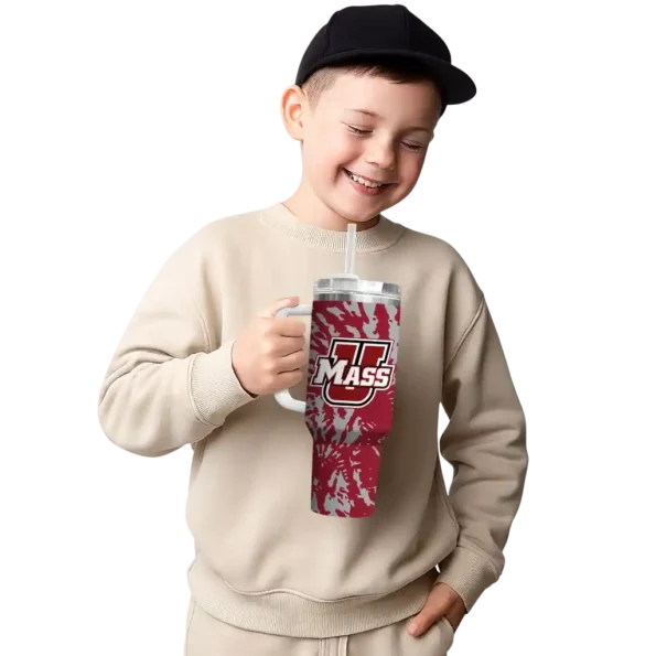 personalized umass minutemen burst swirl red curved tumbler latest model.webp