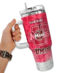 personalized umass minutemen geometric prism red curved tumbler best selling.webp