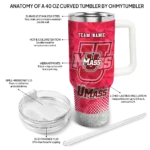 personalized umass minutemen geometric prism red curved tumbler best selling.webp