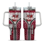 personalized umass minutemen leopard zipper red curved tumbler best selling.webp