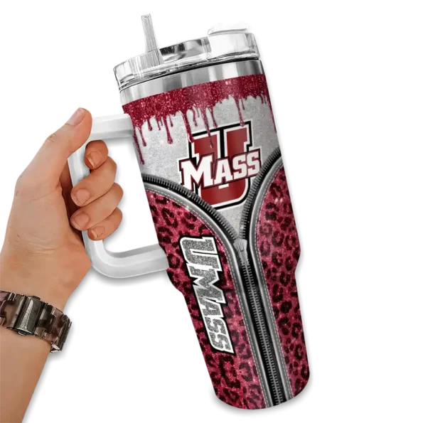 personalized umass minutemen leopard zipper red curved tumbler fashion forward.webp