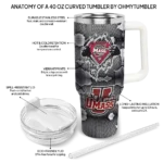 personalized umass minutemen superman shield red gray curved tumbler best selling.webp