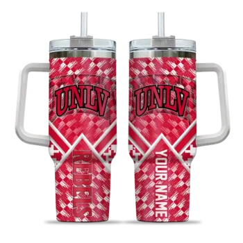 personalized unlv rebels chevron angle red curved tumbler best selling.webp