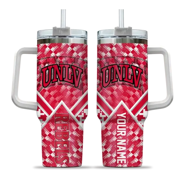 personalized unlv rebels chevron angle red curved tumbler best selling.webp
