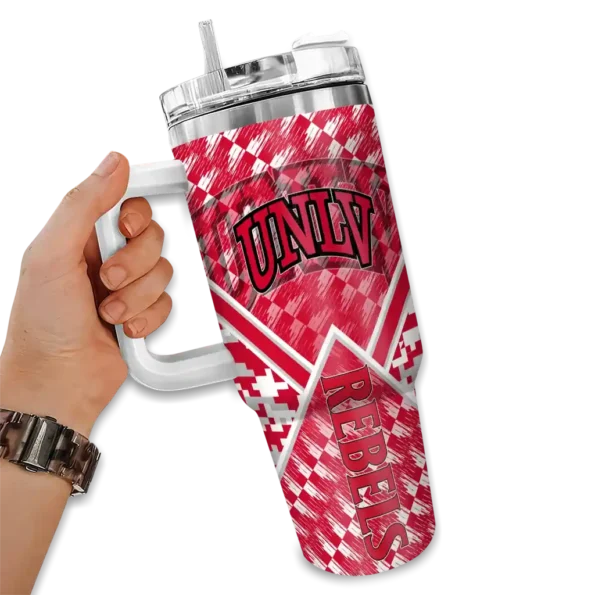 personalized unlv rebels chevron angle red curved tumbler fashion forward.webp