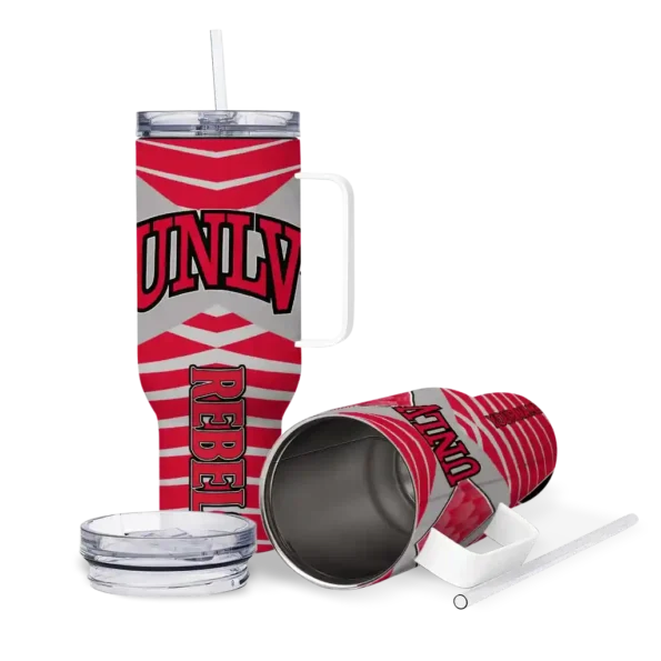 personalized unlv rebels chevron layers red curved tumbler high quality.webp