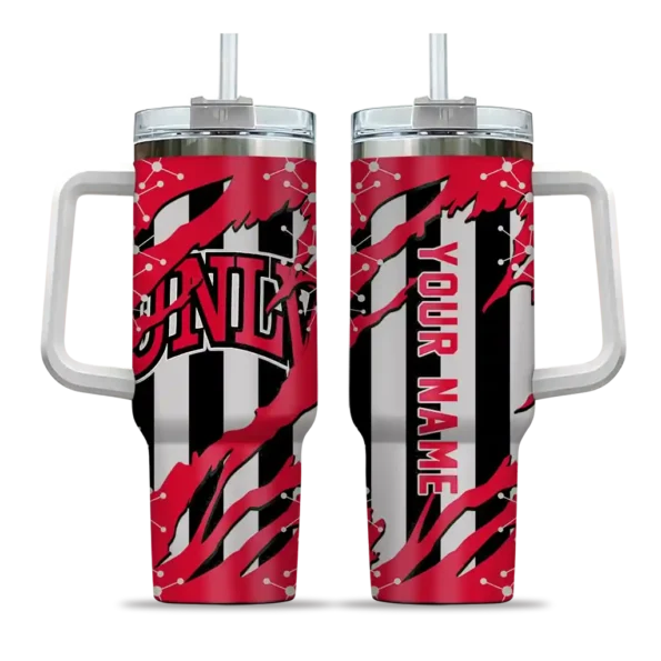 personalized unlv rebels claw cut red black curved tumbler best selling.webp