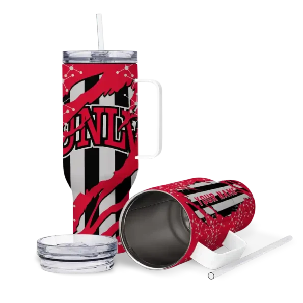 personalized unlv rebels claw cut red black curved tumbler high quality.webp