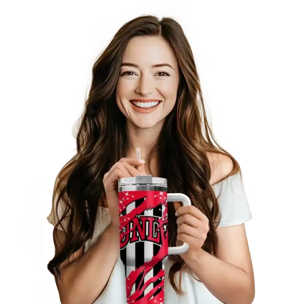 personalized unlv rebels claw cut red black curved tumbler premium grade.webp