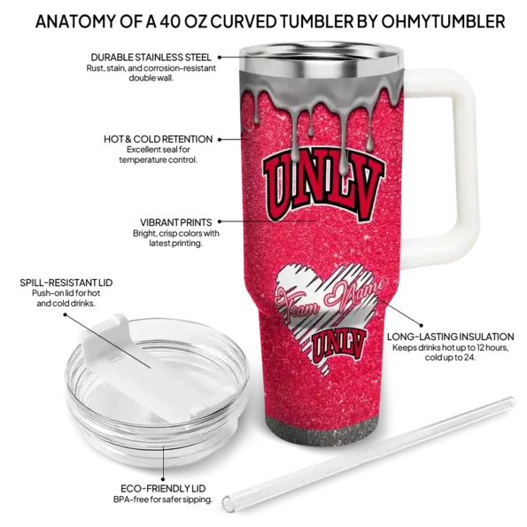 personalized unlv rebels heart helmet motif red curved tumbler new arrival.webp