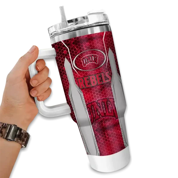 personalized unlv rebels hexagon armor red curved tumbler fashion forward.webp