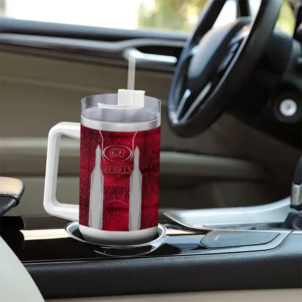 personalized unlv rebels hexagon armor red curved tumbler trendy.webp