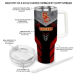 personalized usc trojans arrow armor red black curved tumbler best selling.webp