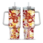 personalized usc trojans camo mashup red white curved tumbler best selling.webp