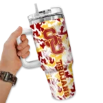 personalized usc trojans camo mashup red white curved tumbler best selling.webp