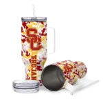 personalized usc trojans camo mashup red white curved tumbler best selling.webp