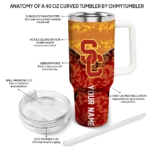 personalized usc trojans chevron stripe red curved tumbler best selling.webp