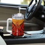 personalized usc trojans chevron stripe red curved tumbler best selling.webp