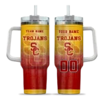 personalized usc trojans gradient dots red curved tumbler best selling.webp
