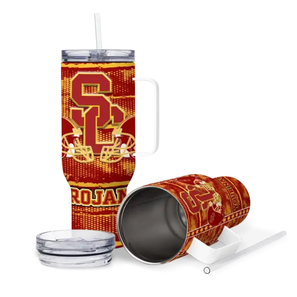 personalized usc trojans honey streaks red curved tumbler high quality.webp
