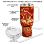 personalized usc trojans honey streaks red curved tumbler best selling.webp