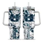 personalized utah state aggies camo mashup navy white curved tumbler best selling.webp