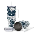 personalized utah state aggies camo mashup navy white curved tumbler best selling.webp